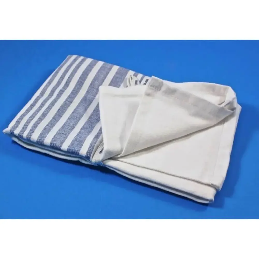 NEW (2) Tea Towels Kitchen Blue Striped Stone Cold Fox Cotten Blend Linens